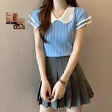 Knitted Short-sleeved Blouse Soft Tops for Women Popular T-shirt for Women