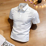 Men Mesh Splicing Short Sleeve Polo Shirt Breathable Lapel Casual Fashion Tops