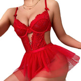 New Style Sexy Lingerie Hollow Out Sexy Women's Underwear With Fluffy Skirt Set