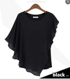 Women's Casual Asymmetric Chiffon Blouse, 2026 New Arrival Round Neck Batwing Sleeve Top, Summer Daily Wear