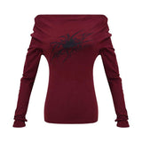 Straight Shoulder Base Sweater Oblique Shoulder Long Sleeve T-shirt Slim-fit Long Sleeve Short Top