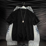 Men's Starry Glitter Heavyweight T-Shirt American Twill Structured Shoulder Short Sleeve Tee Summer Luxury Edgy Stylish Top