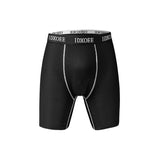 Men Athletic Long Boxer Briefs Color Line Stitching Elastic Sport Waist Anti Rub Underwear Breathable Long Leg Mens Boxers