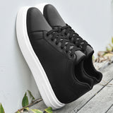 Mens Flat Height Increasing Elevator Shoes Women Leather Casual Sneakers 6cm 8cm Invisible Lift Low Top Platform Trainers