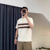 Men Contrast Color Band Lapel Collar Short Sleeve Casual Polo Shirt