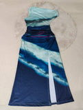 Summer Sleeveless Dress Slant Shoulder Printed Slim-fit One-step Dress Women's Dress