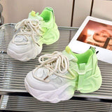 Candy Color Chaussures Femmes Thick Sole Purple Pink Green Chunky Platform Wedges Sneakers for Ladies