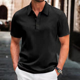 Men Lapel Short Sleeve Polo Shirt Casual Button Placket Fashion Daily Tops