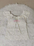 2026 French Retro Lace Crochet Bow Square Neck Short-sleeved Women's T-shirt Summer Slimming Trendy Top