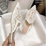 Summer Lace Slipper Loafers - Flat Women's Sandals - Stylish Ladies Footwear