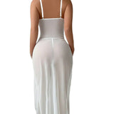 Sexy Pearl Ultra-Thin Pure Desire Sheer Mesh Split Thong Nightgown Women's Erotic Lingerie