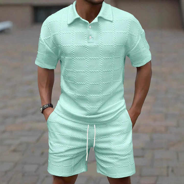 New Spring Solid Color Men's Two Piece Set Fashion Casual Loose Short Sleeve Tracksuit