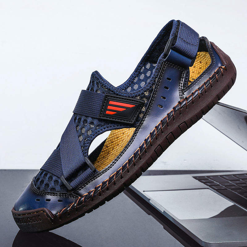 Summer Beach Fun Casual Comfortable Genuine Leather Sandals Men Sewing Soft Sole Fashion Men Casual Shoes