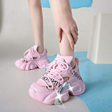 Breathable Tenis Feminino Casual Running Sports Summer Platform Thick Rubber Sole Shoe Pink Sneakers for Women
