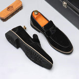Classic Design Casual Wedding Slip on Penny Loafers for Men Black Brown Faux Suede Good Quality Dress Shoes