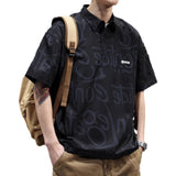 Men's Oversized Graffiti Print Polo Shirt - Casual Hip Hop Streetwear Short Sleeve Turn-Down Collar T-shirts