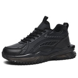 Blank Leather Men Stylish Black White Running Sneakers with Sleek Design and Durable Sole for Sports and Casual Wear