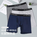 Long Leg Men Boxer Briefs Solid Color Soft Stretch Breathable Mens Underwear Anti Chafing Cycling Long Boxers
