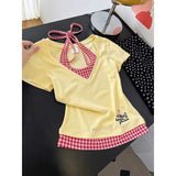 New Design Contrasting Colors Women's T-shirts Loose-fit Simple Fashionable T-shirt Women's Clothing