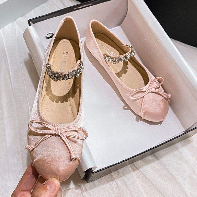 Designer Babouche Mary Janes Flat Pumps with Laser Rhinestones for Women