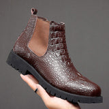 Men's Chelsea Boots with Quality Chimney Style, British Retro Genuine Leather Ankle Boots