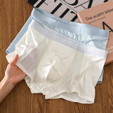 Men's Ultra-Thin Breathable Ice Silk Boxer-Style Underwear for Summer Mid-Rise Hollowed-Out Design Men's Underpants