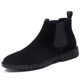 Pointed Toe Comfortable Durable Dress Shoes Men Classic Good Looking Soft Black Faux Suede Leather Flat Ankle Boots