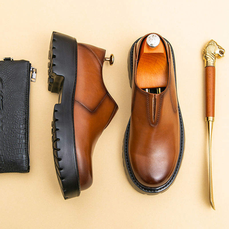 Height Increasing Good Looking Fashion Slip on Comfortable Wedding Loafers Men Thick Sole Dress Shoes