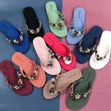 Women's Summer Diamond-Embellished PVC Flat Sandals - Beach Slipper Thong Flip Flops