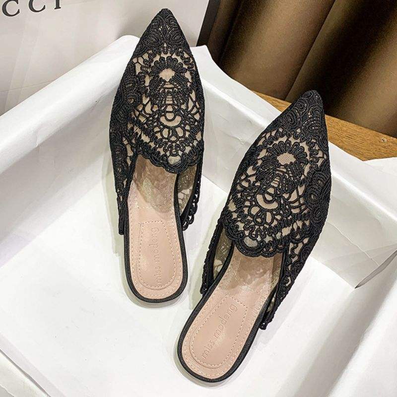 Summer Lace Slipper Loafers - Flat Women's Sandals - Stylish Ladies Footwear