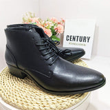 Lace up Pointed Toe Real Leather Dress Shoes Classic Design Black Brown Wedding Formal Leather Ankle Boots for Men