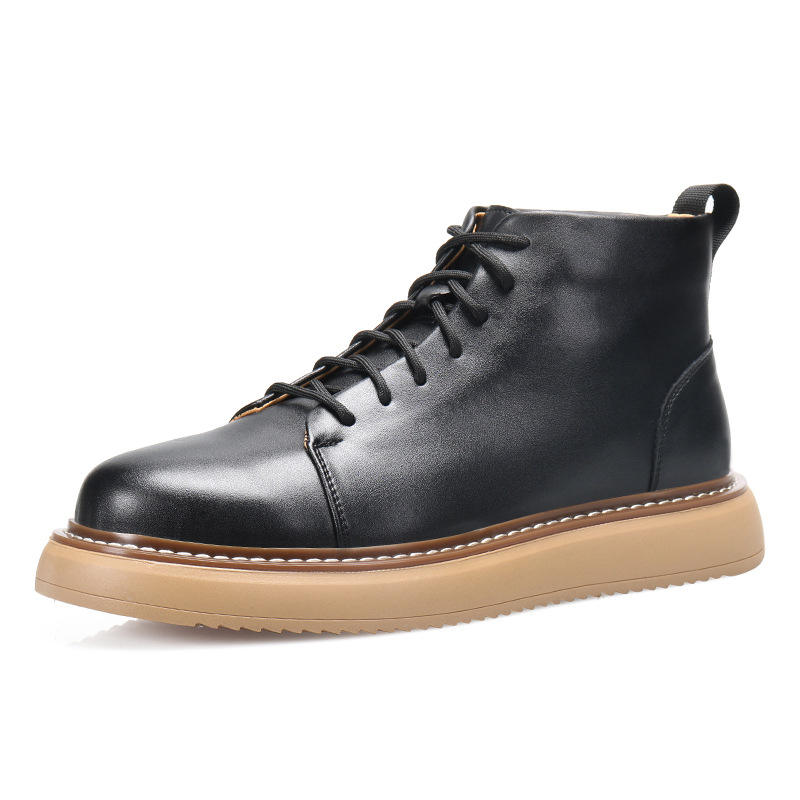 New Design Good Quality Cowhide Cook Original Genuine Leather Men Ankle Boots Comfortable Pointed Toe Dress Leather Shoes