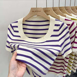 Knitted Women's Clothing Premium Quality T-shirt Fashionable Tops for Women