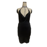 Rhinestone Choker Halter Deep V Mini Dress Women Side Cut Out Strap Bodycon Night Club Vegas Party Short Dress
