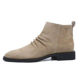 Pointed Toe Zip Closure Quality Suede Leather Cowhide Ankle Boots Classic Men Dress Formal Shoes