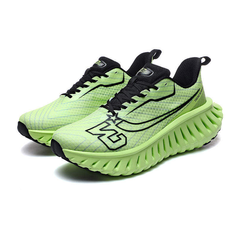 Breathable Mesh Upper Oxford Fabric 3D Molded Carbon Plate Midsole Sculpted Wave Outsole Flexible Lover Women Men Running Shoes