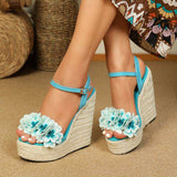 Stylish Jute Espadrilles Women's Wedge Heel Sandals with Bling Color - Ideal for Summer Beach & High Increasing Platforms