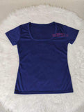 Women Square Neck Ribbed Knit Short Sleeve T Shirt Slim Fit Curved Hem Cropped Stretch Basic Casual Top