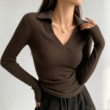 V-neck Long-sleeved Top Classic Long Sleeve Base Shirt Slim-fit Long-sleeved T-shirts