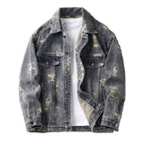 2026 Vintage Breathable Casual Distressed Washed Men's 2-piece Set Embroidered Solid Jacket and Straight Pants Men's Sets