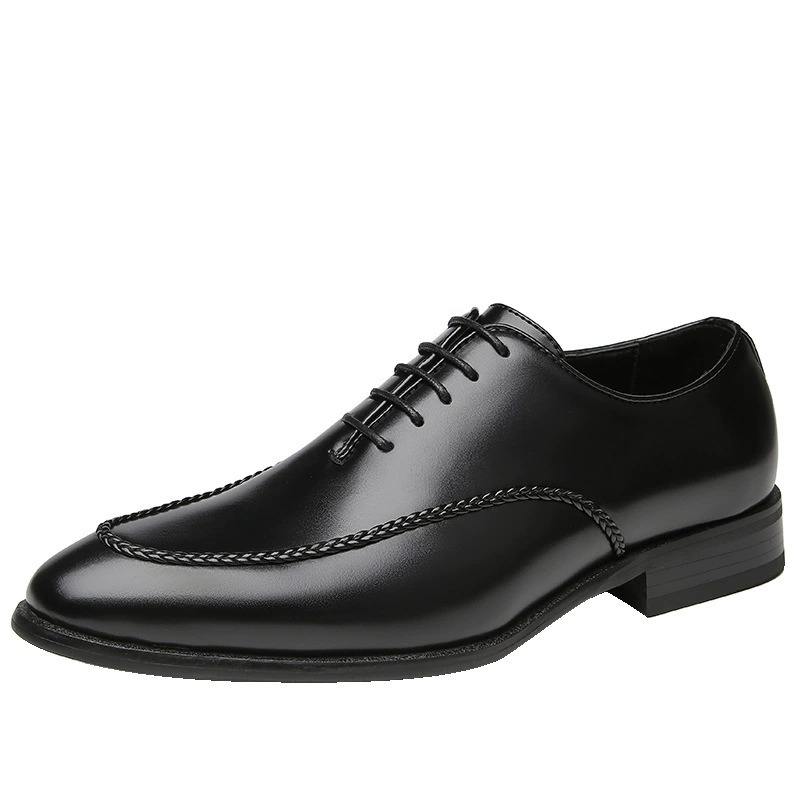 Pointed Toe Microfiber Leather Dress Shoes Classic Handmade Quality Gentlemen Wedding Lace up Formal Men Shoes
