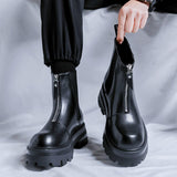 Classic Italian Design Hot Selling Comfortable Zip Closure Height Increasing Men Microfiber Leather Ankle Boots