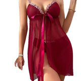 New Style Fashionable Sexy , Sexy Bra Mesh Small Flower Camisole with Bow and Slit