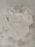 Straight Shoulder Long Sleeve Base Shirt Irregularity Long-sleeved Top Bow Long Sleeve Knit Base