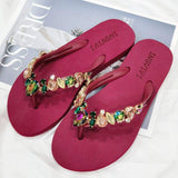 Women's Candy-Colored Diamond Summer Beach Flip Flops - Open Toe High Sandals in Soft White