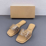 Elegant Gold Diamond Women's Flat Sandals - New Design from Top Chinese Shoe Vendor