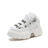 Unisex MotorcycleTrendy Thick Sole Running Shoe Chunky Platform Wedges Sneakers for Ladies