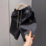 Men's Quick Dry Casual Shorts with Elastic Waist, Drawstring and Contrast Trim, Loose Fit Shorts