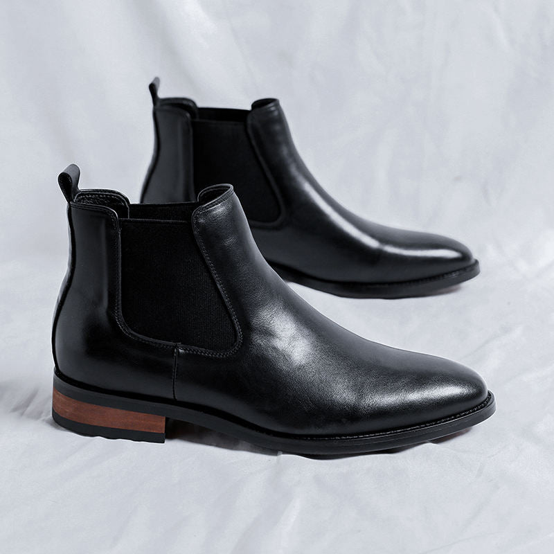 Pointed Toe Brown Black Color Comfortable Handmade High Quality Microfiber Leather Ankle Boots for Men
