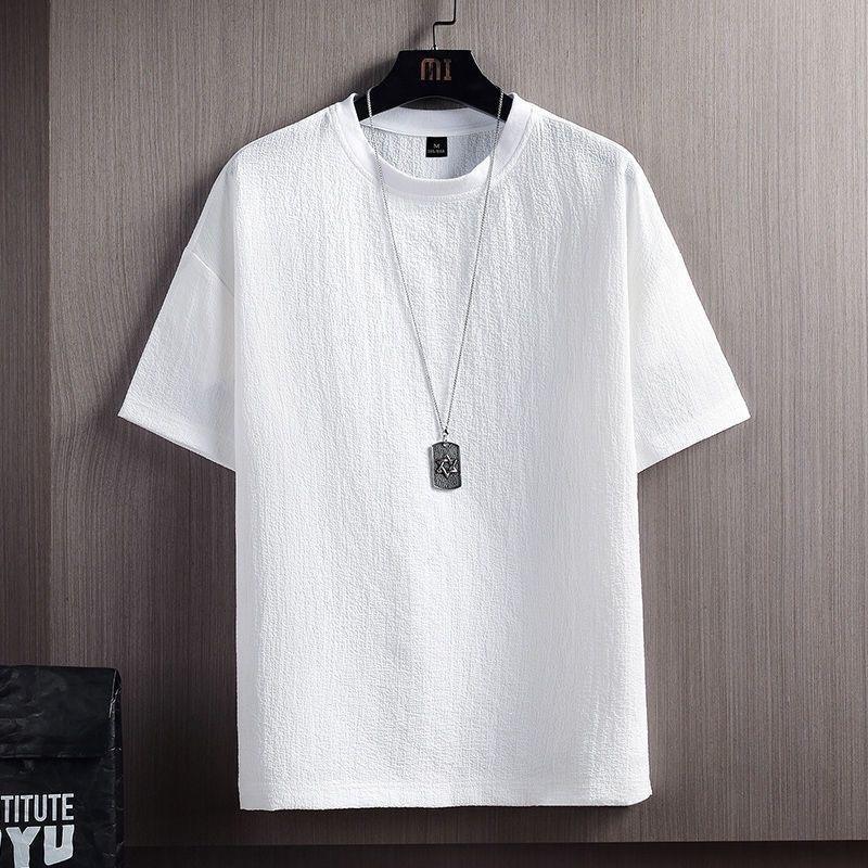 Men Solid Color Oversized Short Sleeve T Shirt Loose Crew Neck Casual Basic Tops
